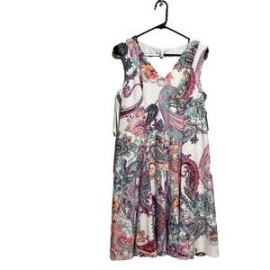 NWT Sandra‎ Darren Women's Sleeveless Fit & Flare Dress Multicolor 10 Paisley